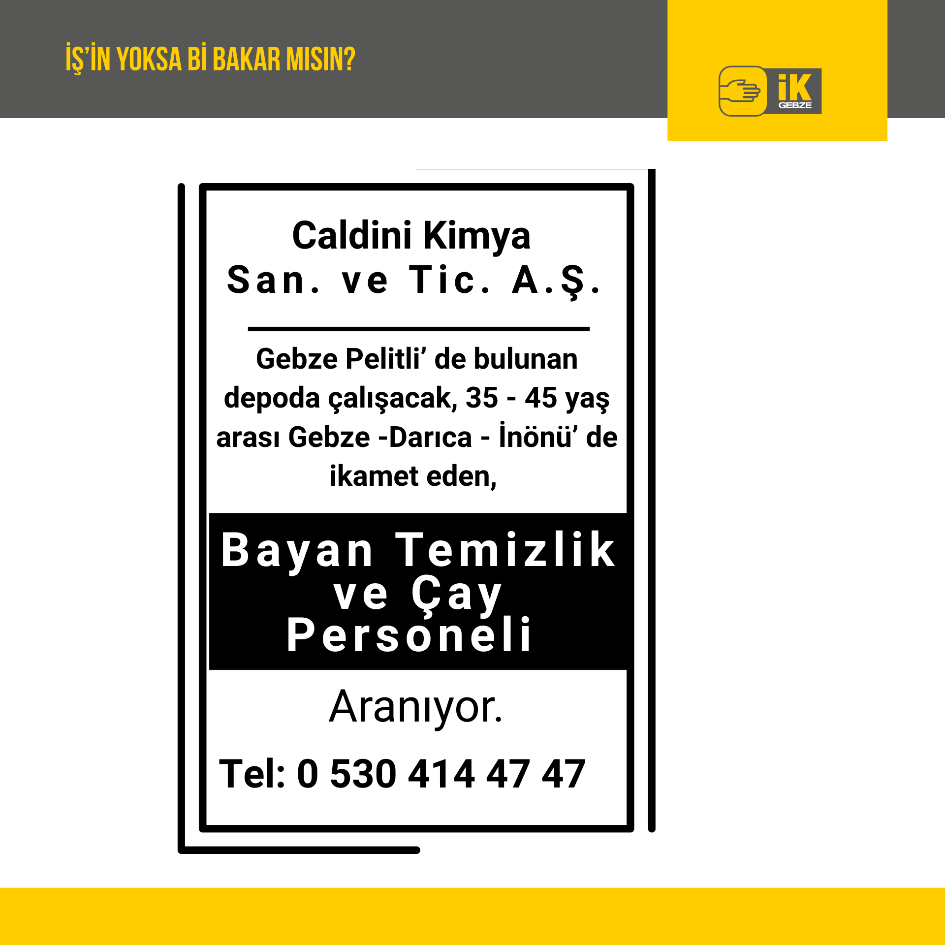 Bayan Temizlik ve Çay Personeli