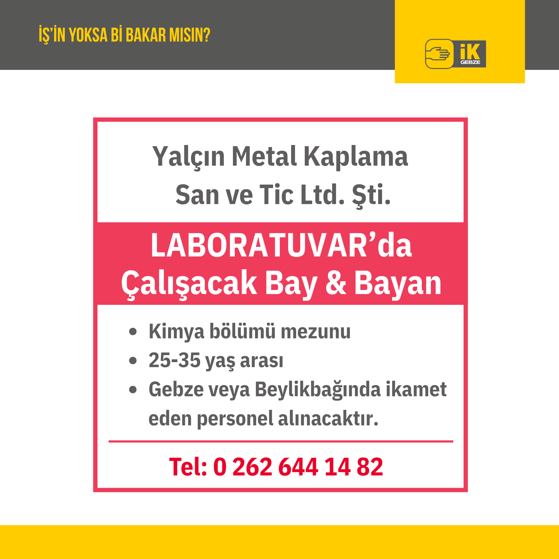 Laboratuvar ’da Çalışacak Bay & Bayan